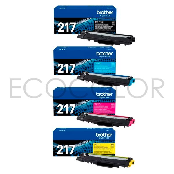 Pack X4 Toner Brother TN217 BCMY Originales L3210 / L3230 / L3270 / L3550 / L3750 - Imagen 2