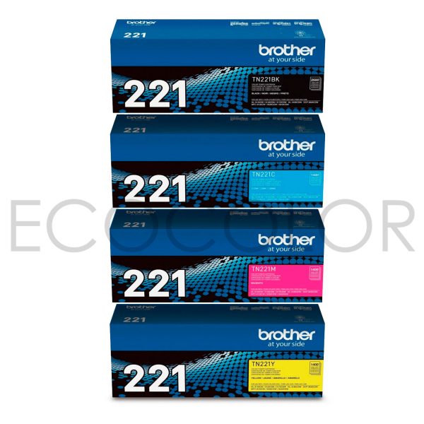 Pack X4 Toner Originales Brother TN221BKCMY HL-3150 / HL-3170 / MFC-9330