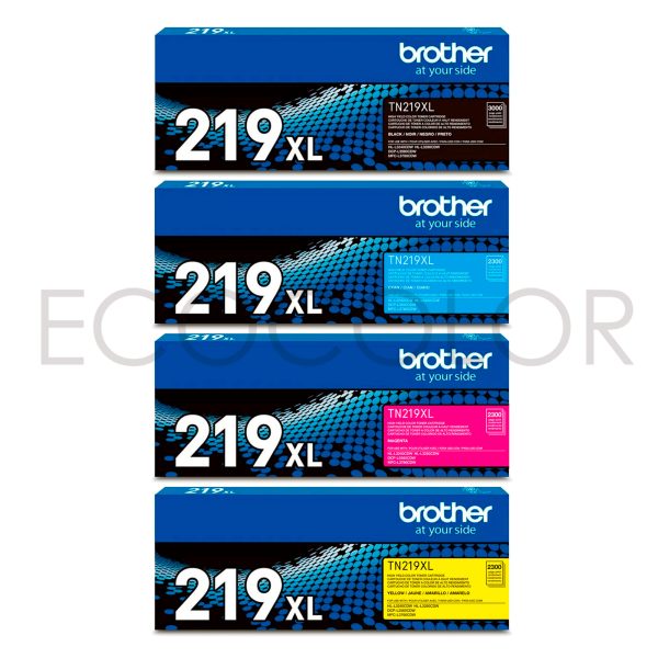 Pack X4 Toner Brother TN219XL BKCMY HL-L3280 / DCP-L3560 / DCP-L3760