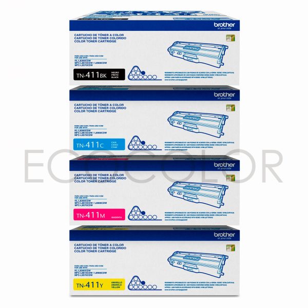Pack X4 Toner Brother TN-411 Original Bk,C,M,Y HL-L8360 / MFC-L8900