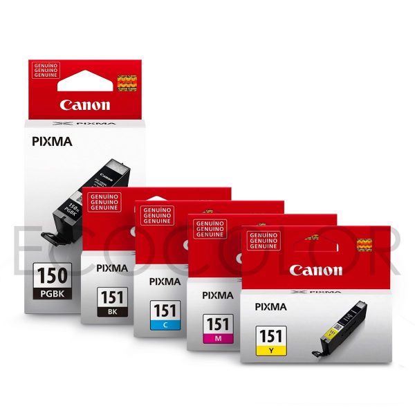 Pack X5 Tintas Canon PGI-150PGBK /CLI-151BKCMY Originales iP7210 / iX6810