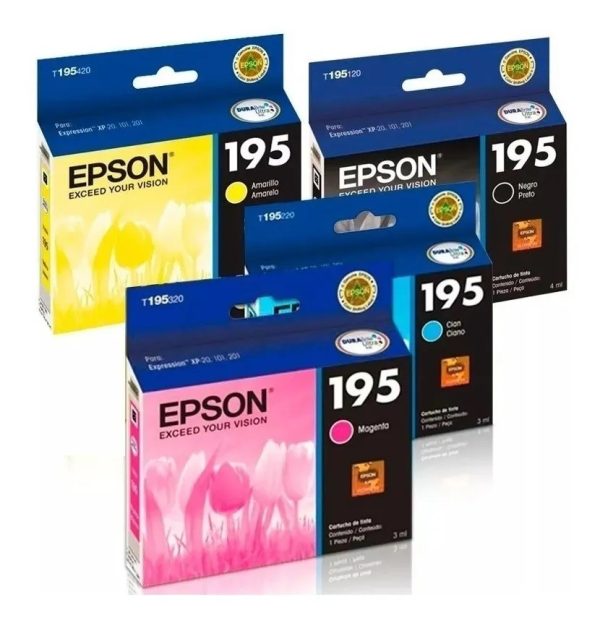 Pack X4 Tintas Epson 195 Original B/C/M/Y Xp-101 Xp-201 Xp-211 - Imagen 2