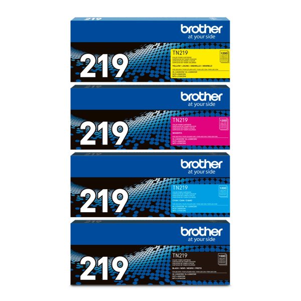 Pack X4 Toner Brother TN219 Bk,C,M,Y Originales HL-L3280 / DCP-L3560 / DCP-L3760