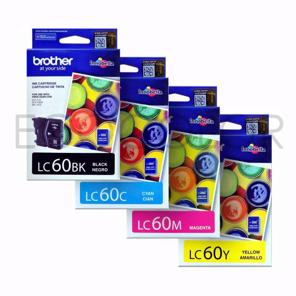 Pack X4 Tintas Brother LC60 Originales B,C,M,Y J125 / J140W