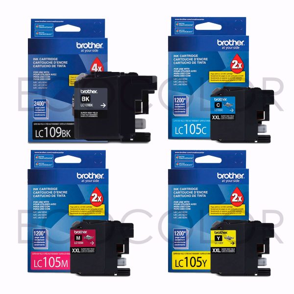 Pack X4 Tintas Brother LC105/LC109 XXL Original Bcmy J6720