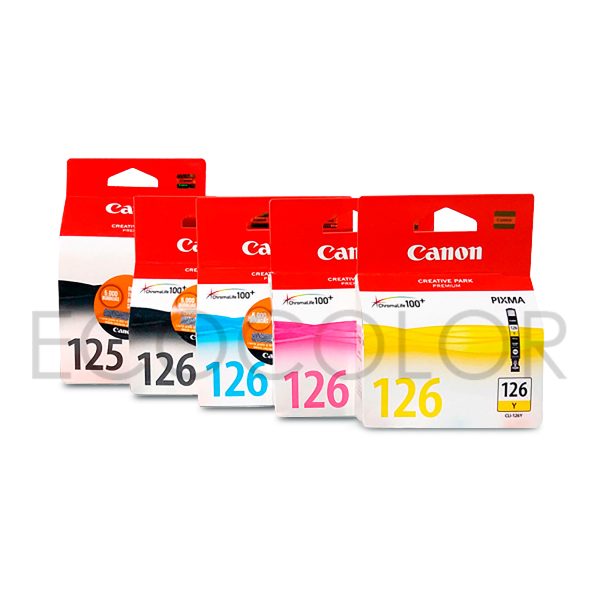 Pack X5 Canon PGi125 Bk / CLi126 Bk-C-M-Y  iP4810/6510/4810