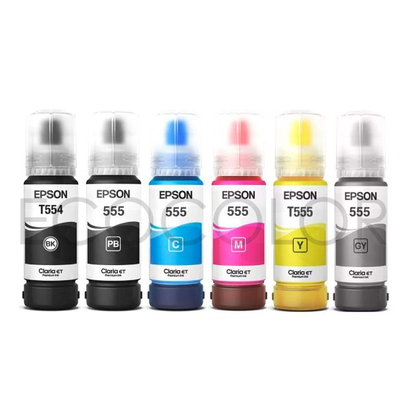Pack 6 Tintas Epson T554 Bk T555 Pbcmyg Original L8160 L8180
