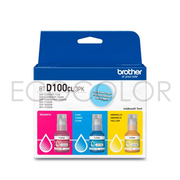 Pack X3 Tintas Brother BTD100  C/M/Y T230 / T530 / T730