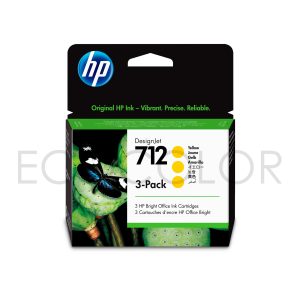 Tinta Hp 712 Pack X3 Amarillo Original T210 / T230 / T250 / T630 / T650