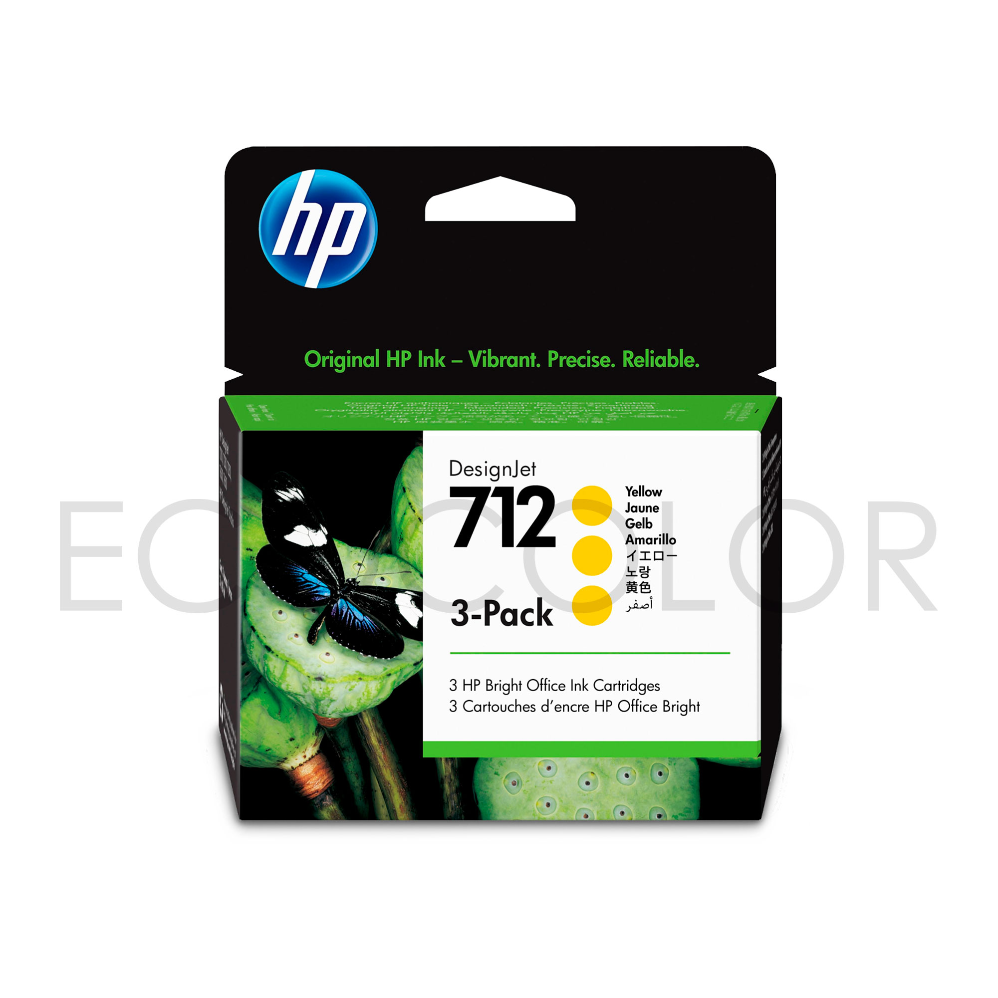 Tinta Hp 712 Pack X3 Amarillo Original T210 / T230 / T250 / T630 / T650