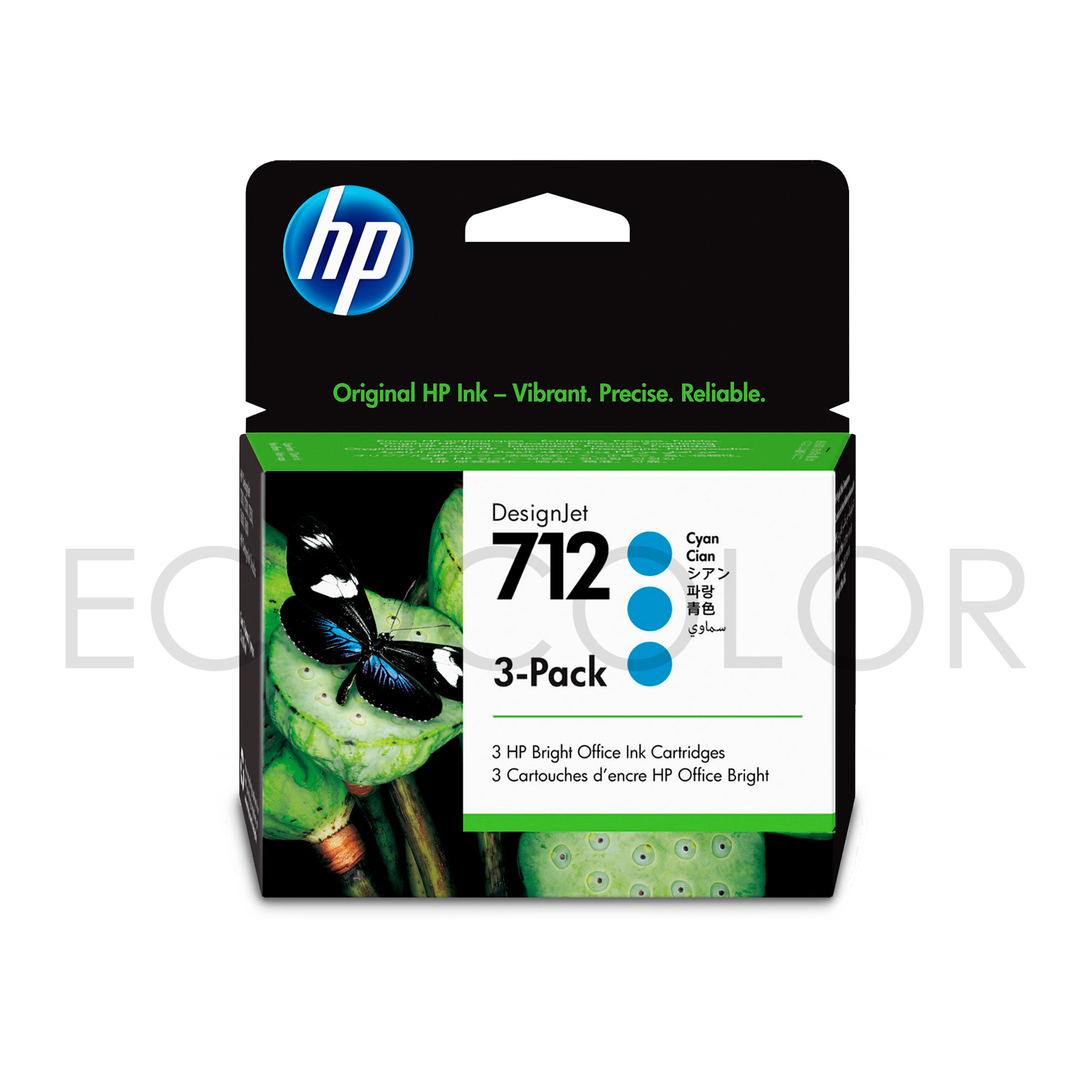 Tinta Hp 712 Pack X3 Cian Original T210 / T230 / T250 / T630 / T650