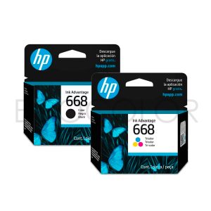 Pack X2 Tintas Hp 668 Negra y Color Originales Ink Advantage 2970 / 4370 Series